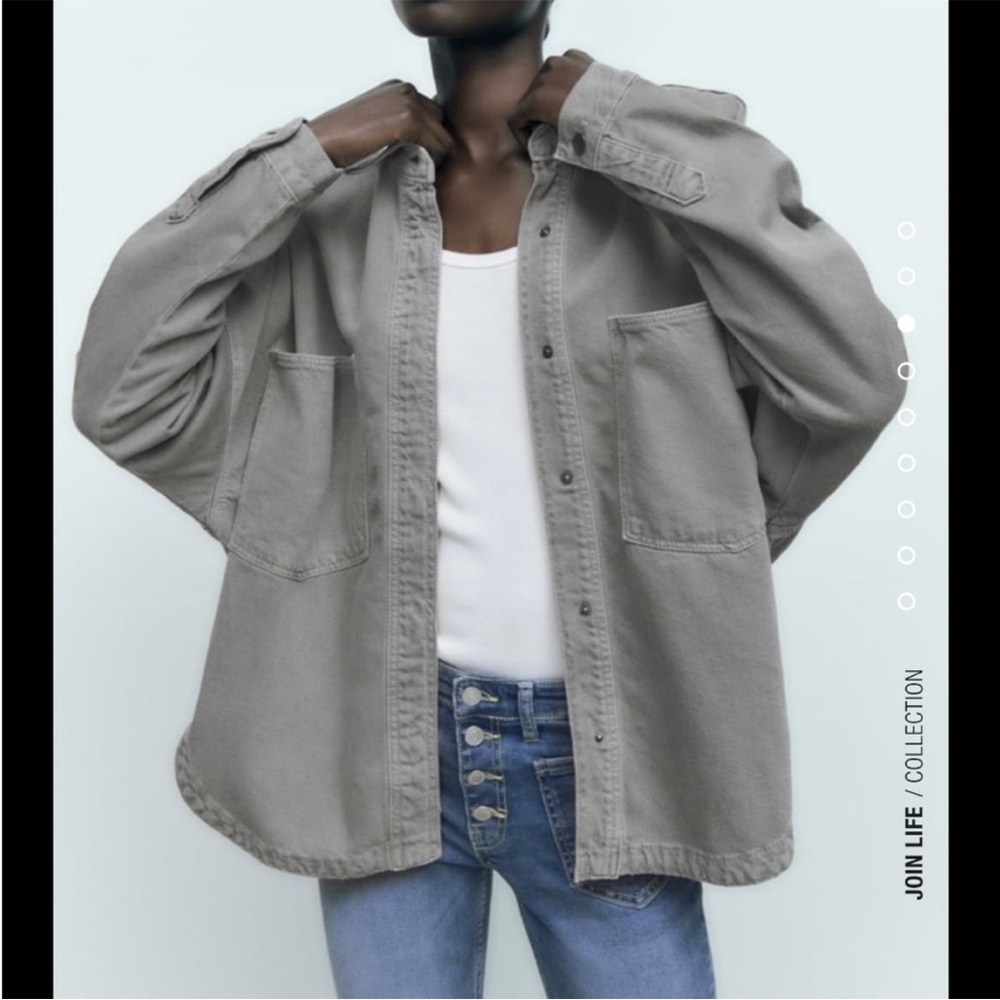 Zara Oversized Cream Denim Shacket